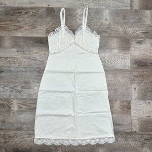 Vintage Carol Brent White Slip Dress Lace Trim 100% Cotton Women's Size 34